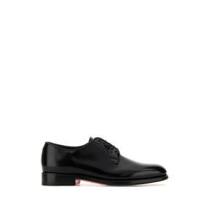 Santoni Men Black Leather Ensley Lace-Up Shoes